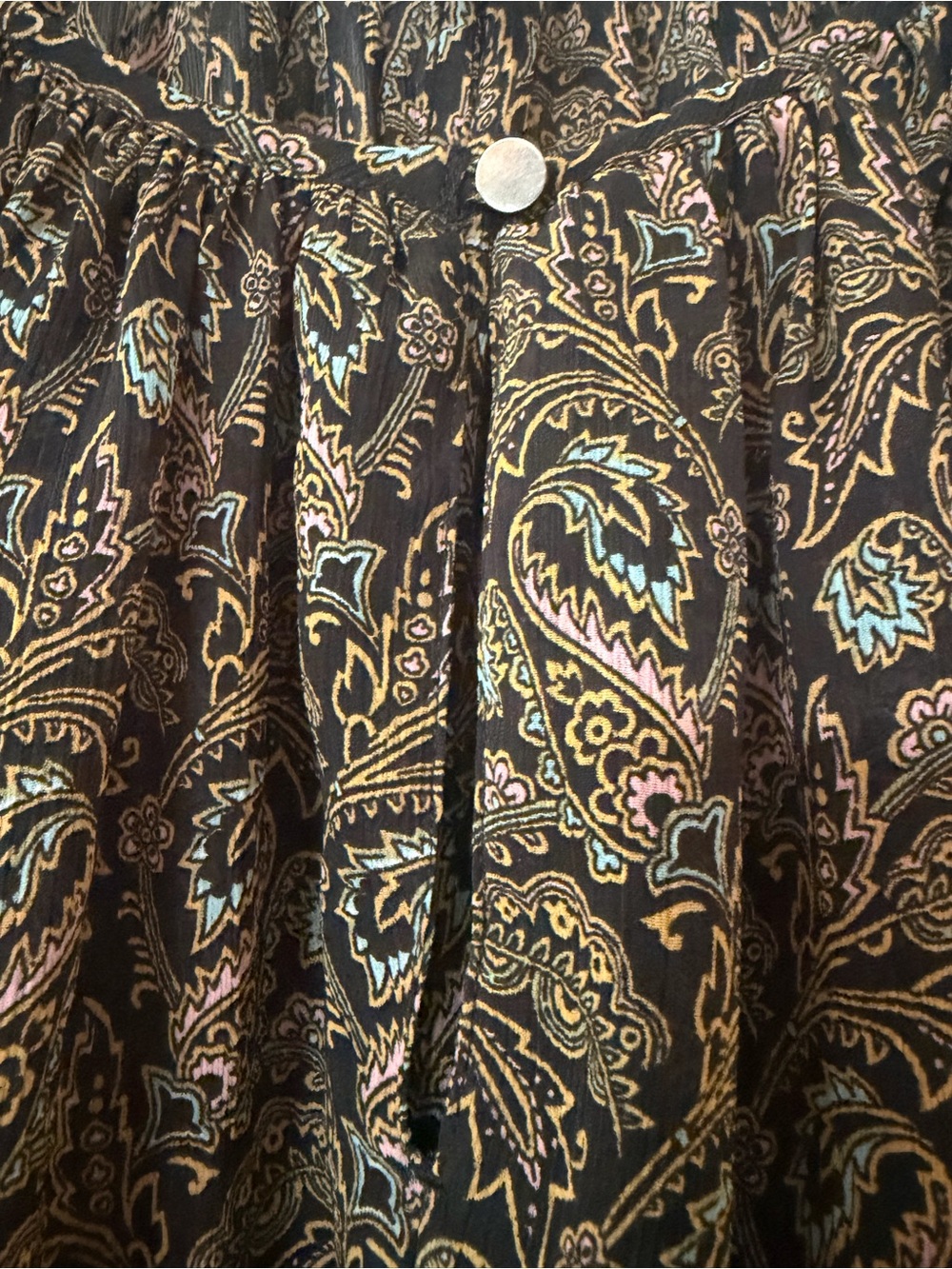 Scotch & Soda Black Paisley Long Sleeve Peasant Blouse Boho Size large. - Picture 2 of 12